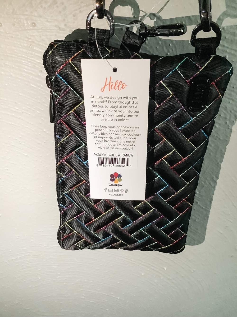 NWT Lug Peekaboo Wristlet Black with Rainbow - Picture 2 of 4